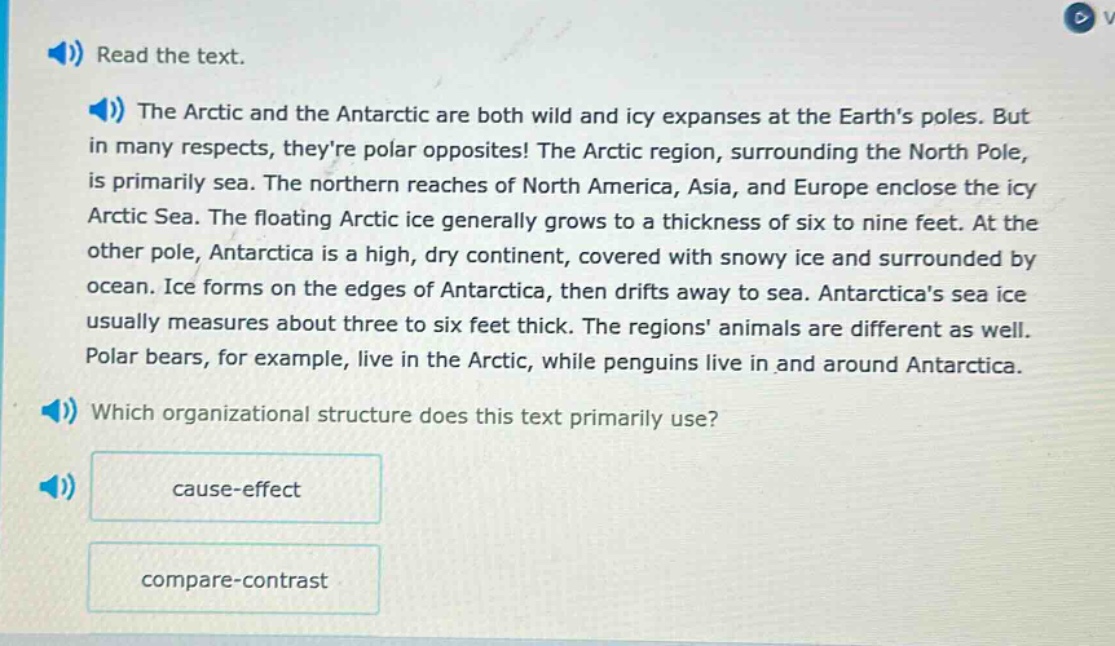 read the text. the arctic and the antarctic are both wild and icy expan…