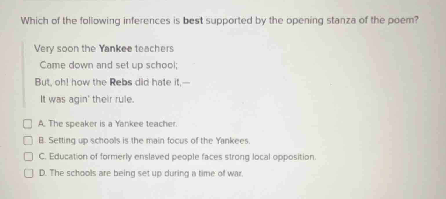 which of the following inferences is best supported by the opening stan…