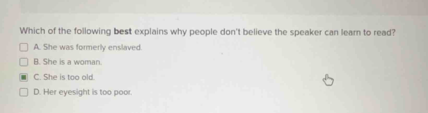 which of the following best explains why people dont believe the speake…