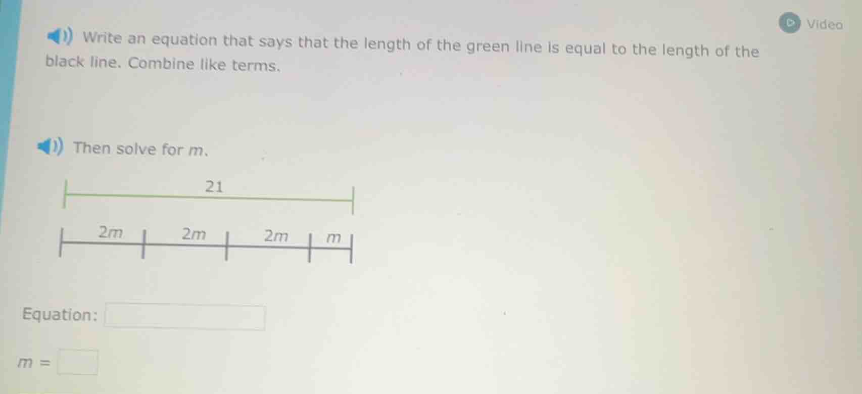write an equation that says that the length of the green line is equal …
