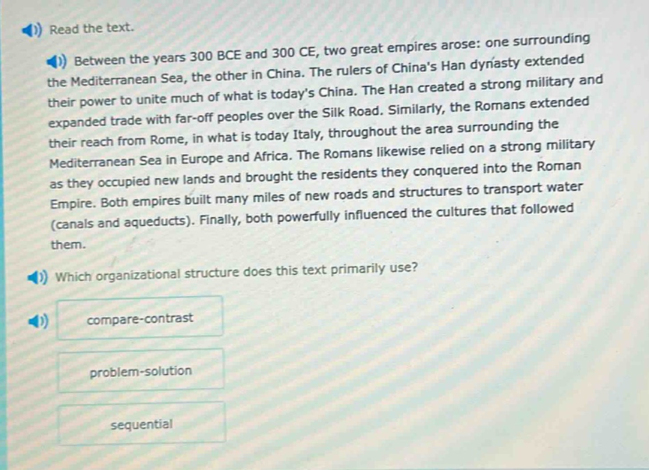 read the text. between the years 300 bce and 300 ce, two great empires …