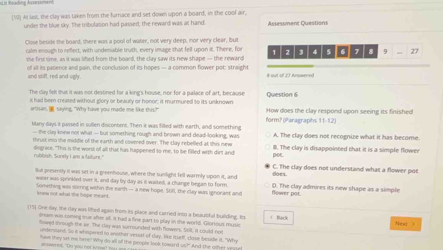 unit reading assessment 10 at last, the clay was taken from the furnace…