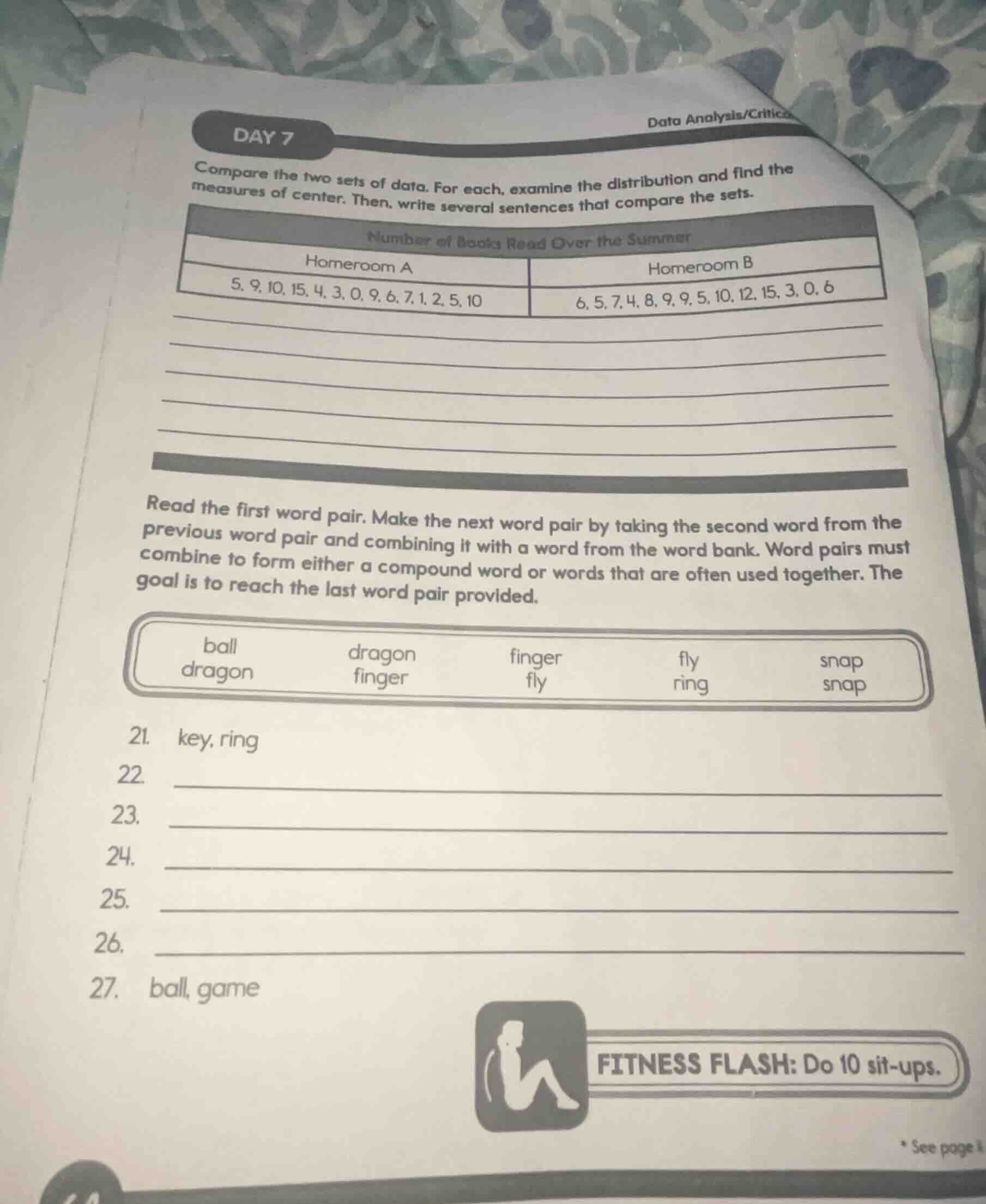 day 7 data analysis/critic compare the two sets of data. for each, exam…