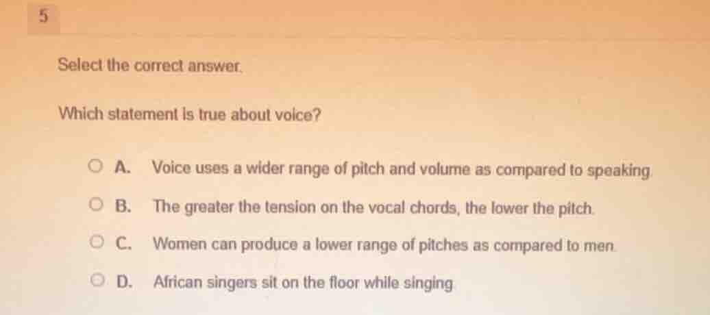 select the correct answer. which statement is true about voice? a. voic…