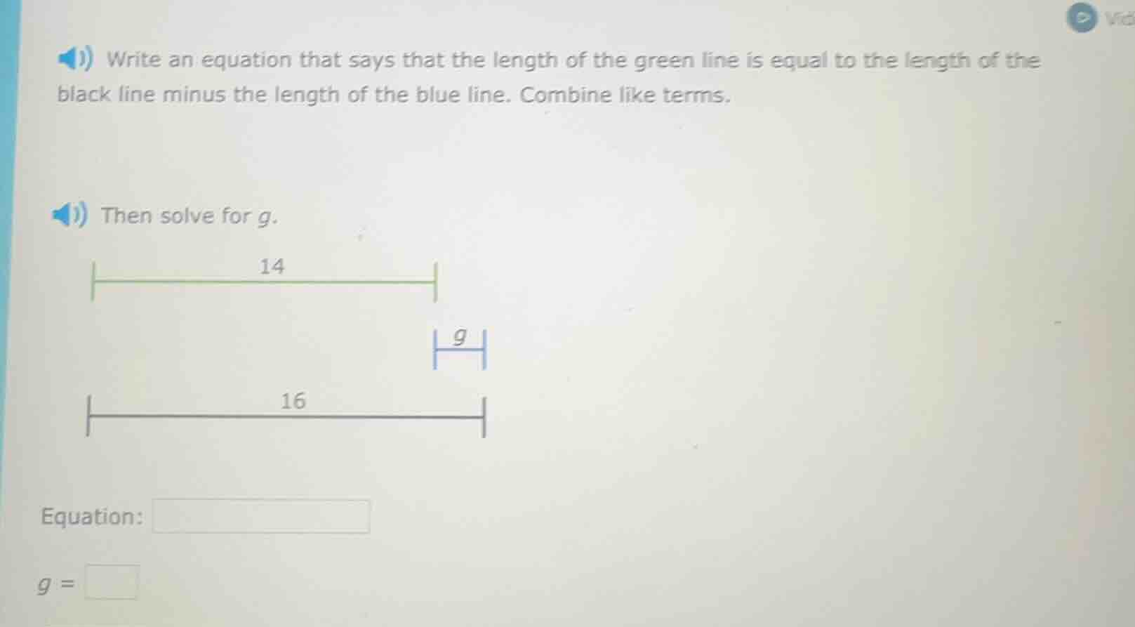 write an equation that says that the length of the green line is equal …