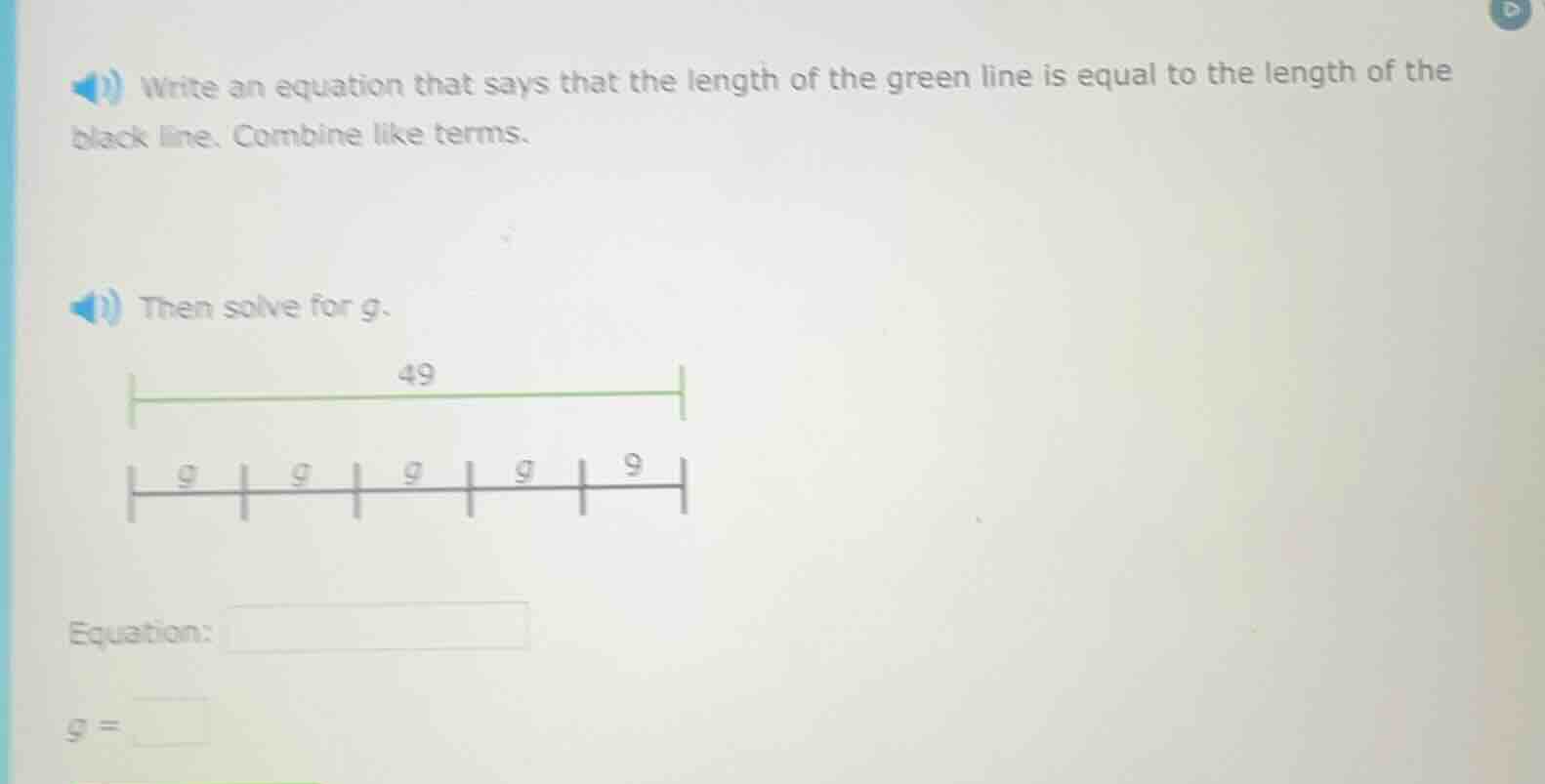 write an equation that says that the length of the green line is equal …