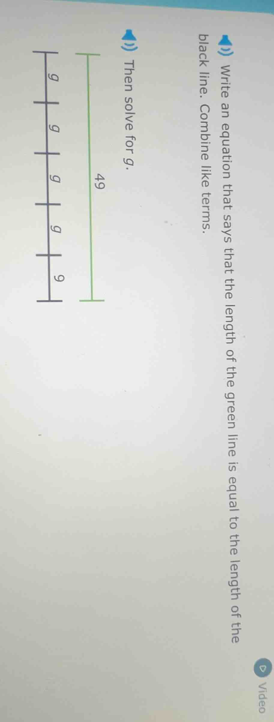 write an equation that says that the length of the green line is equal …