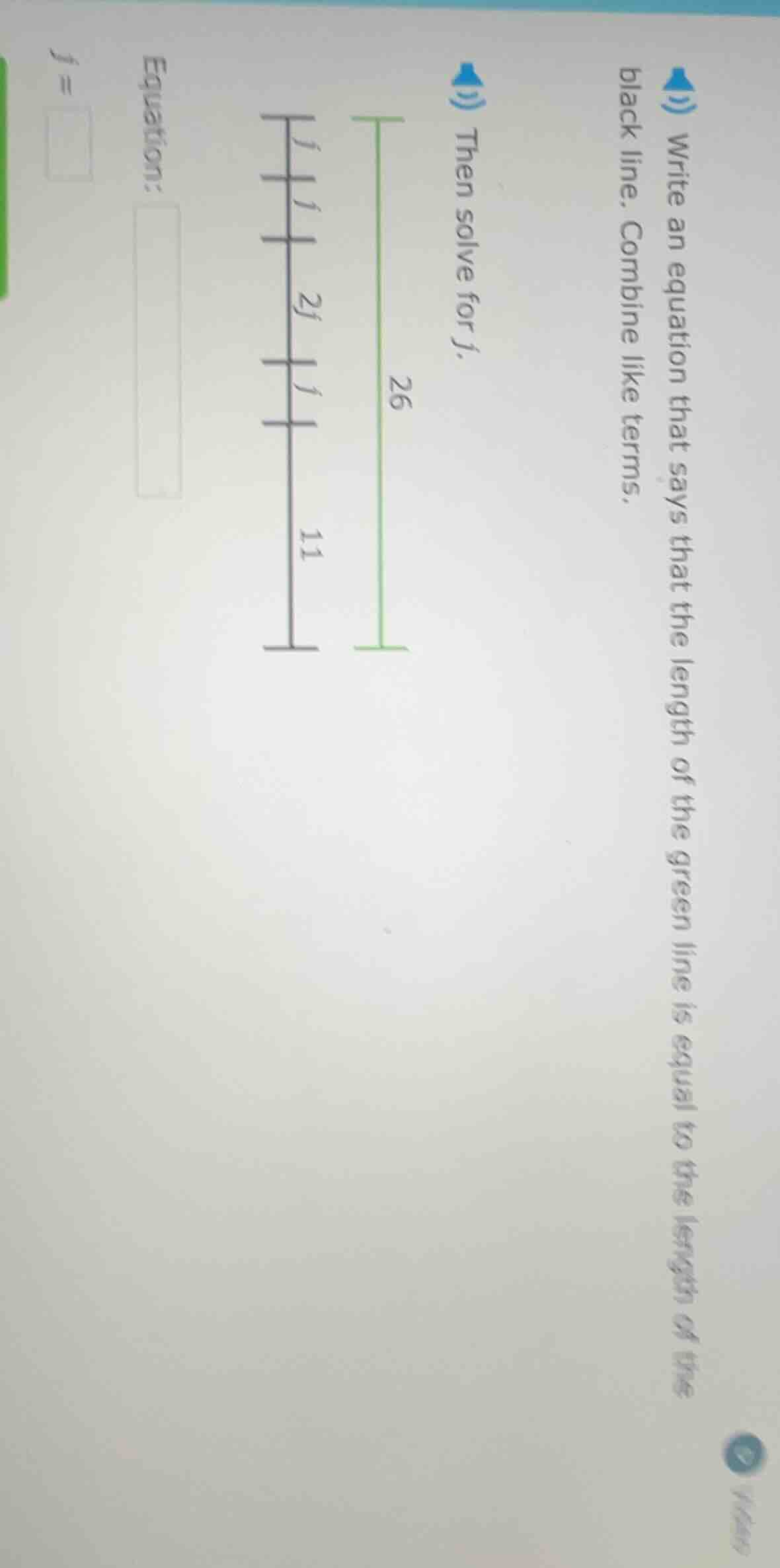 write an equation that says that the length of the green line is equal …