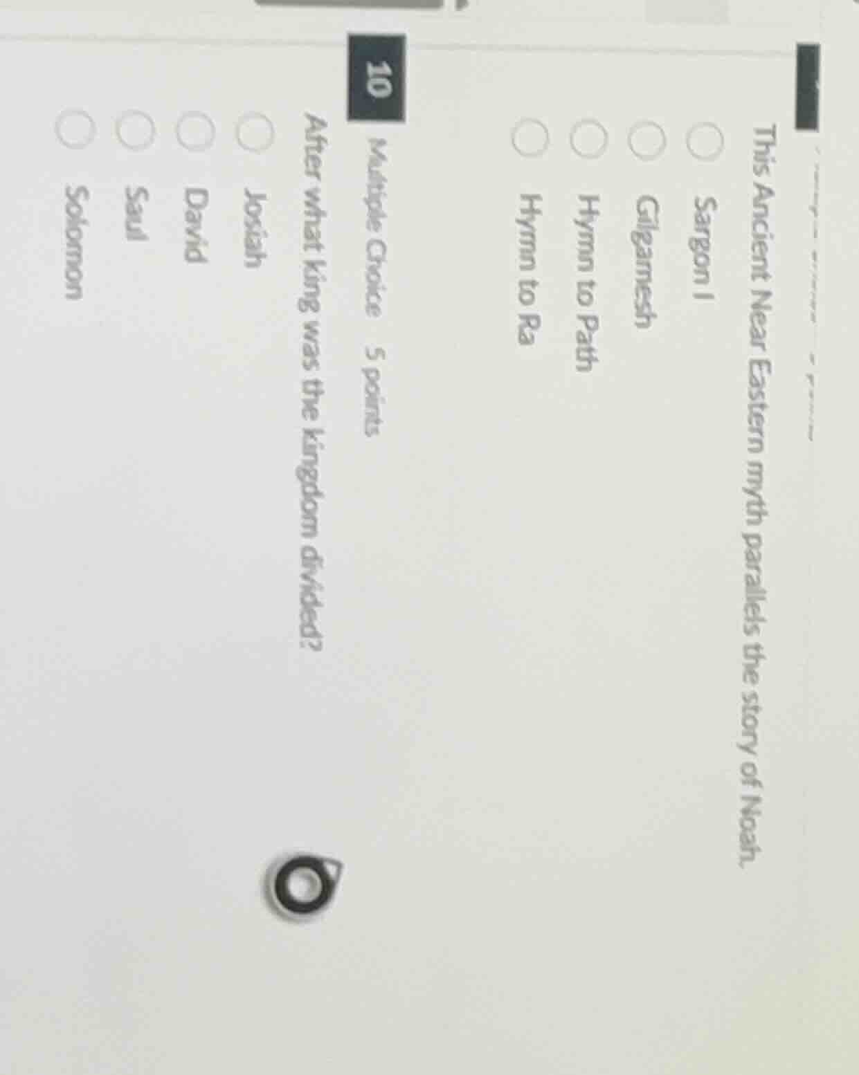 10 multiple choice 5 points after what king was the kingdom divided? jo…