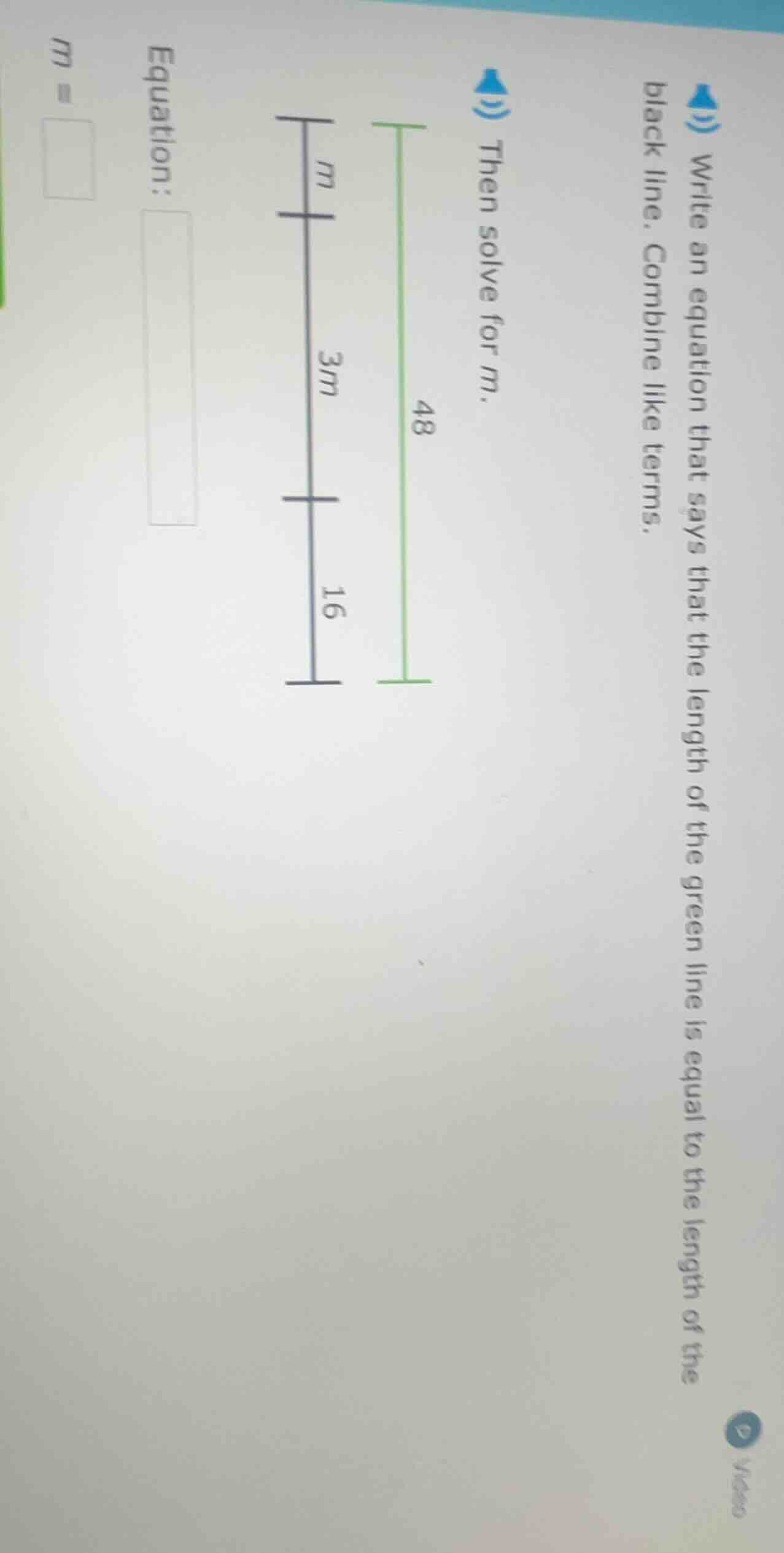 write an equation that says that the length of the green line is equal …