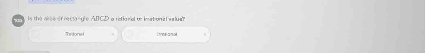 is the area of rectangle abcd a rational or irrational value? rational …