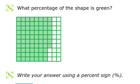 what percentage of the shape is green? write your answer using a percen…