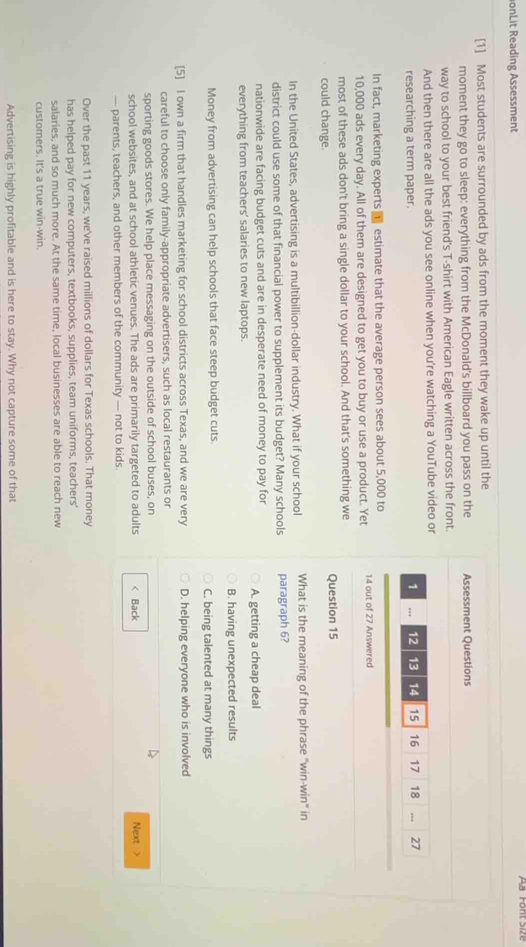 question 15 what is the meaning of the phrase \win - win\ in paragraph …