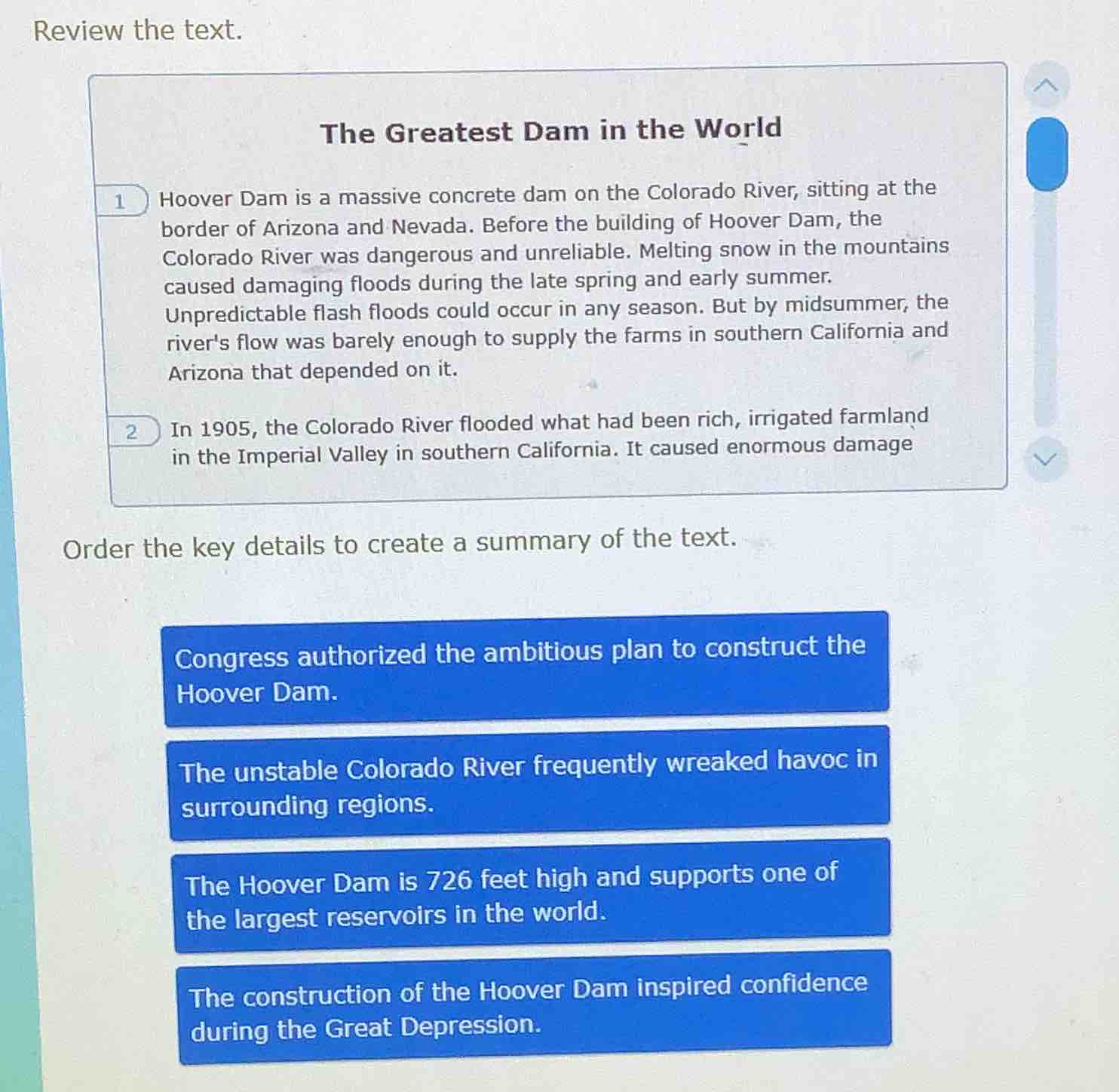 review the text. the greatest dam in the world 1 hoover dam is a massiv…