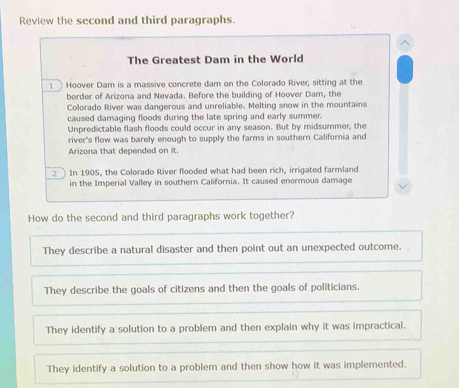 review the second and third paragraphs. the greatest dam in the world 1…