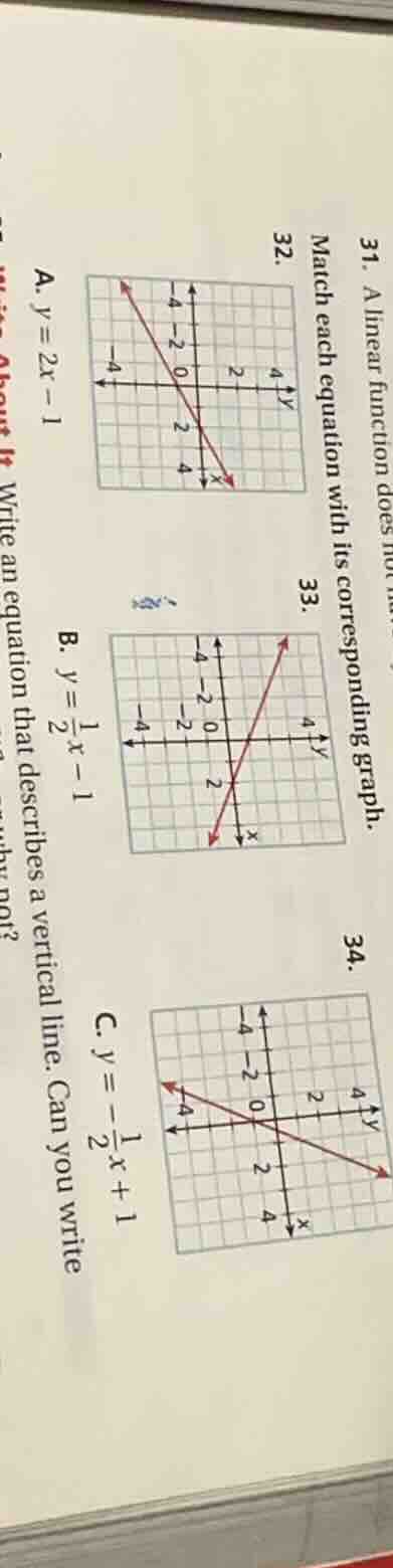 31. a linear function does not... 32. match each equation with its corr…