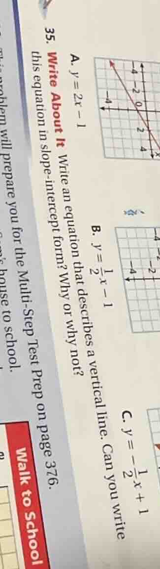 35. write about it write an equation that describes a vertical line. ca…