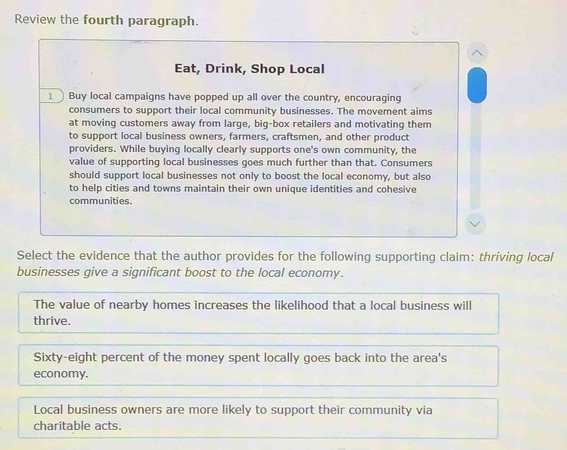 review the fourth paragraph. eat, drink, shop local 1 buy local campaig…