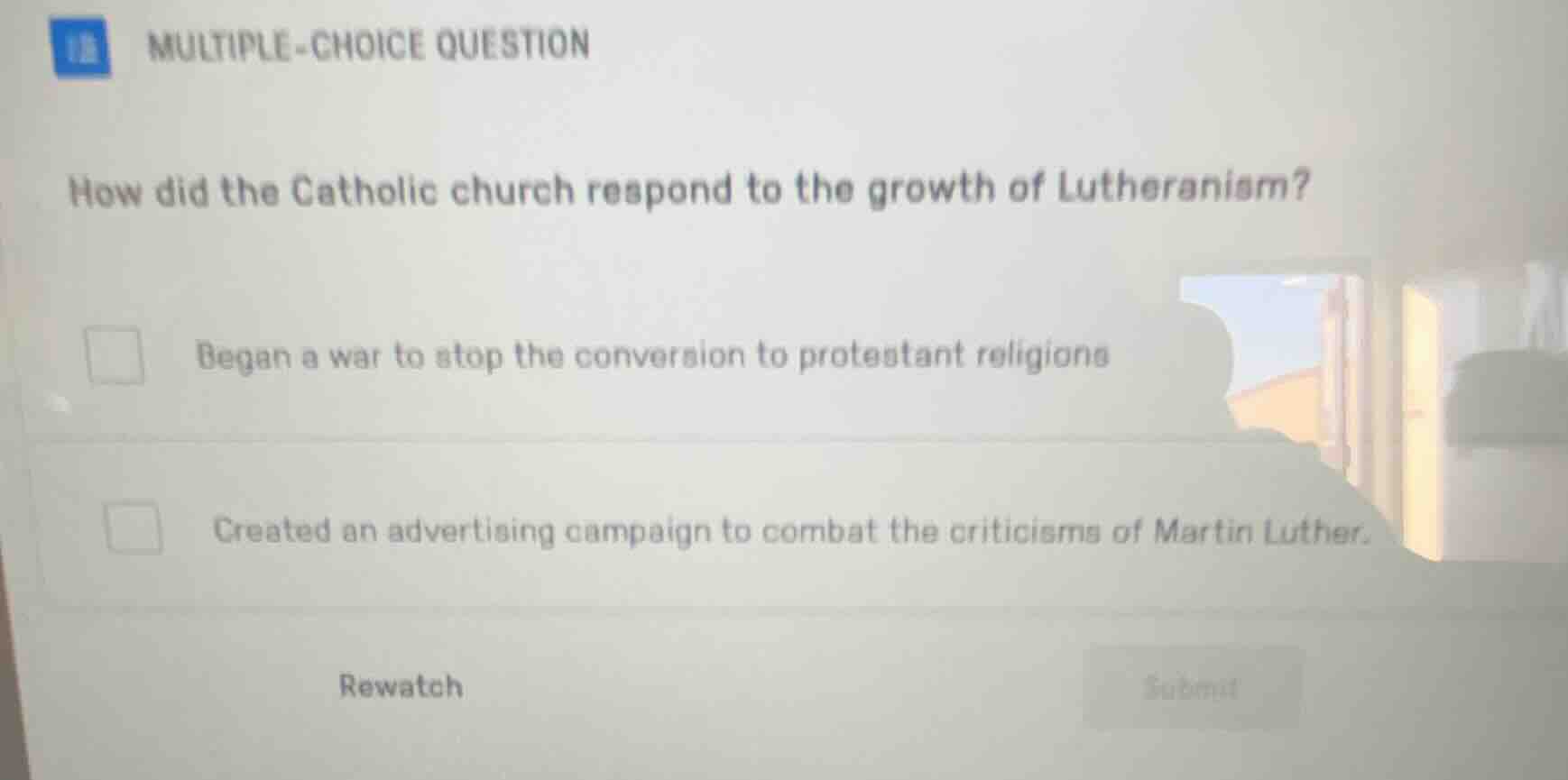 multiple-choice question how did the catholic church respond to the gro…