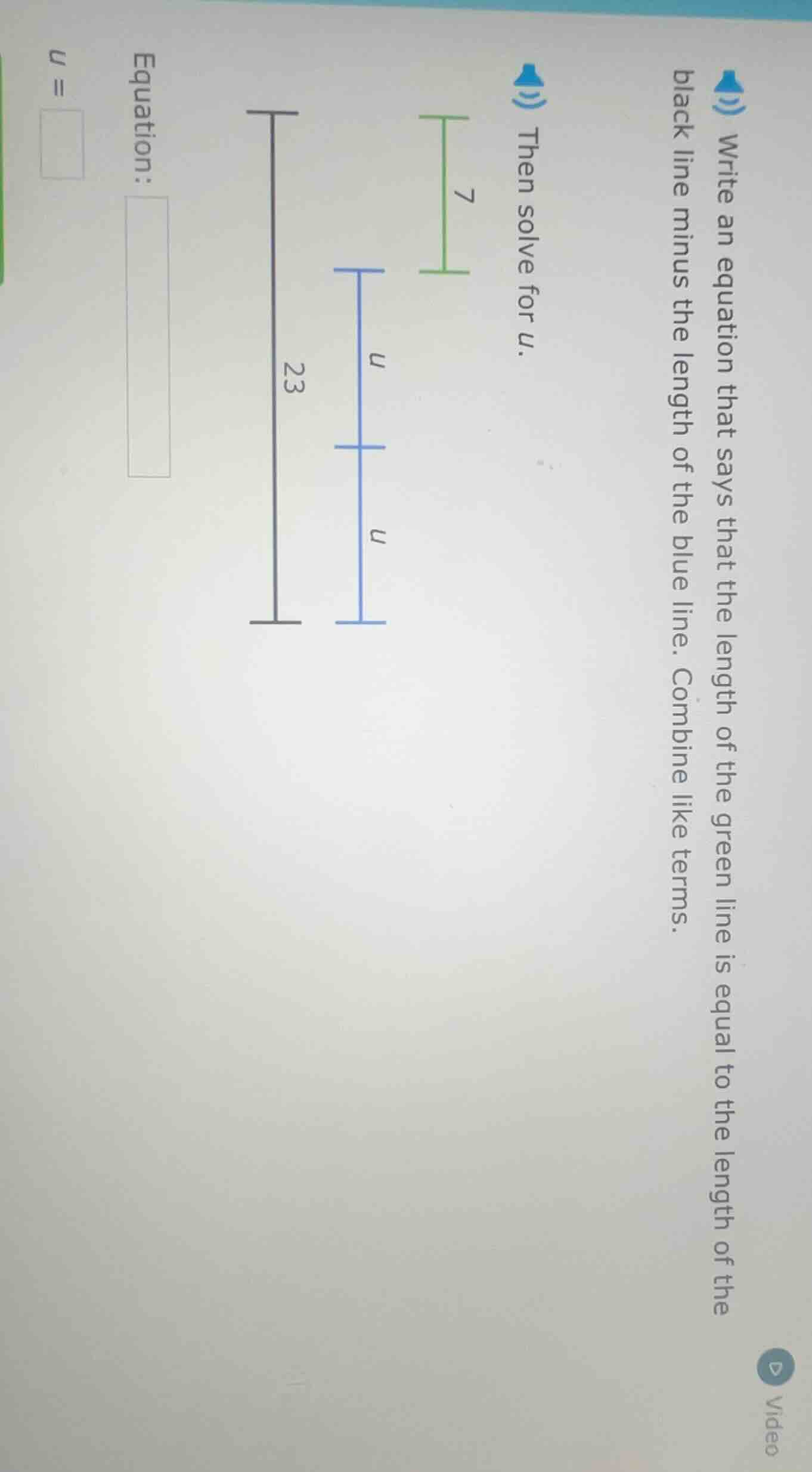 write an equation that says that the length of the green line is equal …