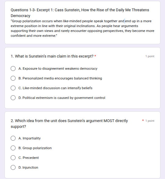 questions 1-3: excerpt 1: cass sunstein, how the rise of the daily me t…