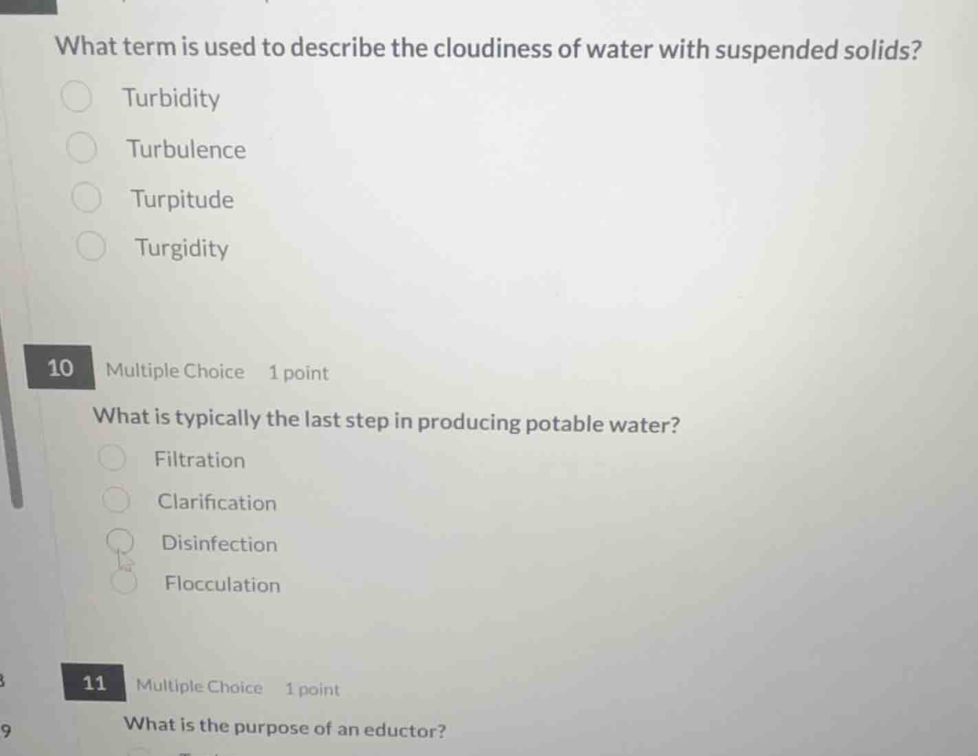what term is used to describe the cloudiness of water with suspended so…