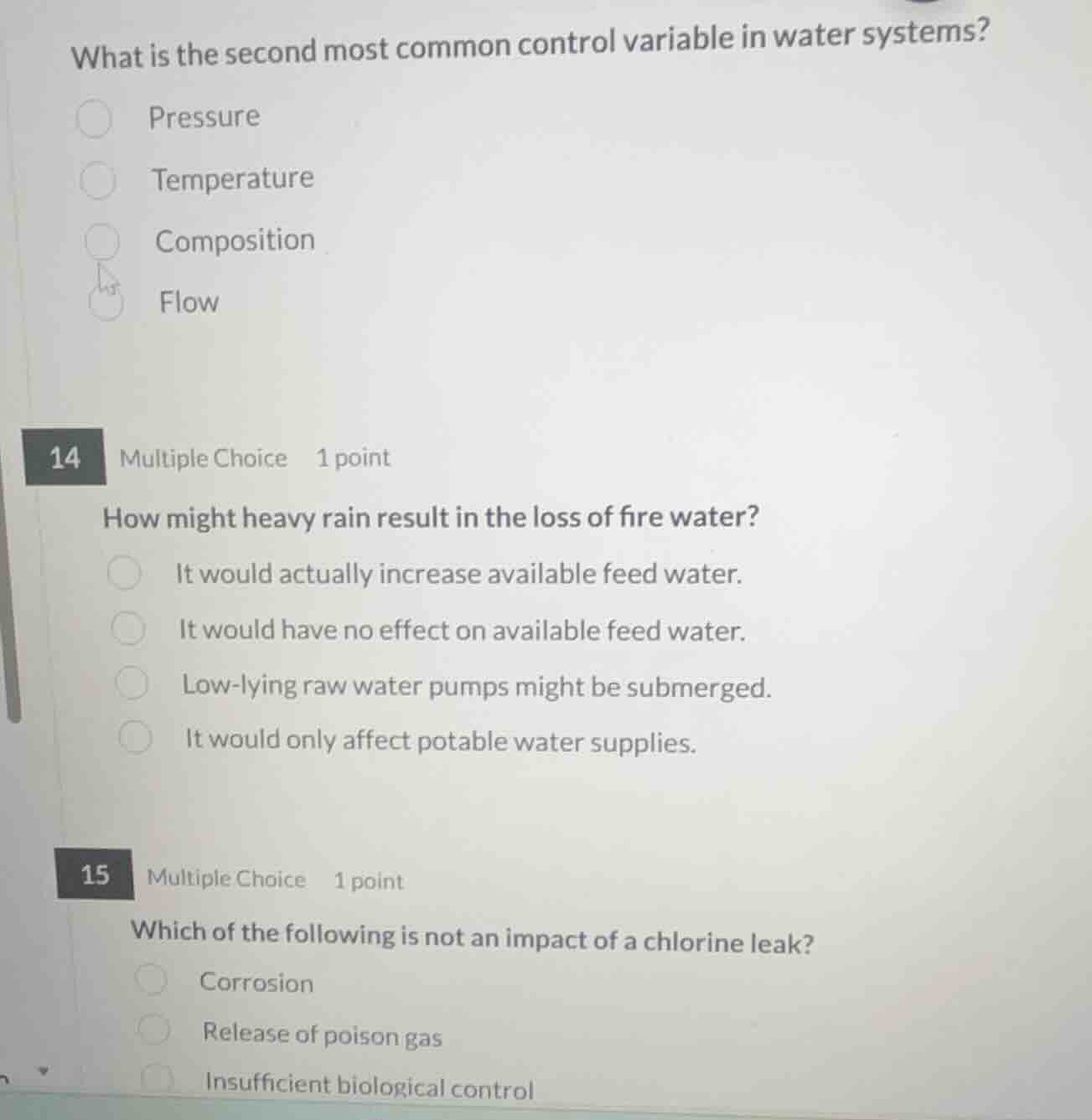 what is the second most common control variable in water systems? press…