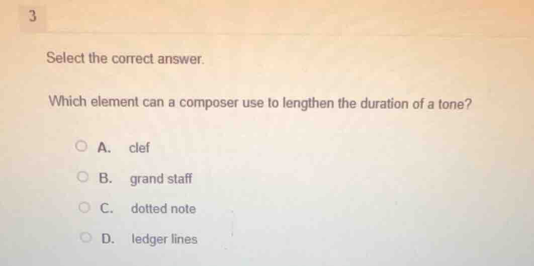 select the correct answer. which element can a composer use to lengthen…