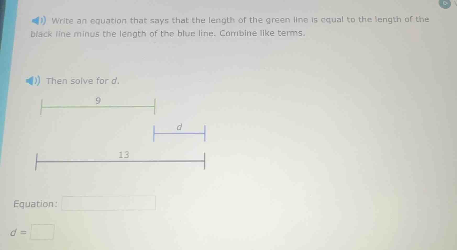 write an equation that says that the length of the green line is equal …
