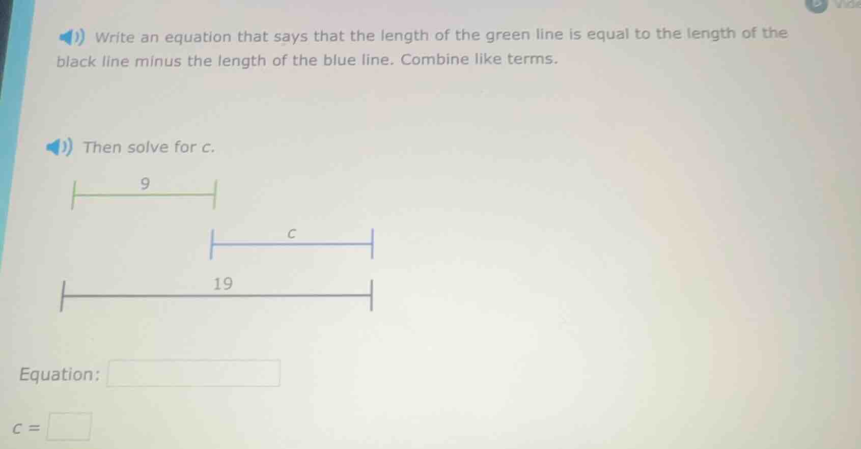 write an equation that says that the length of the green line is equal …