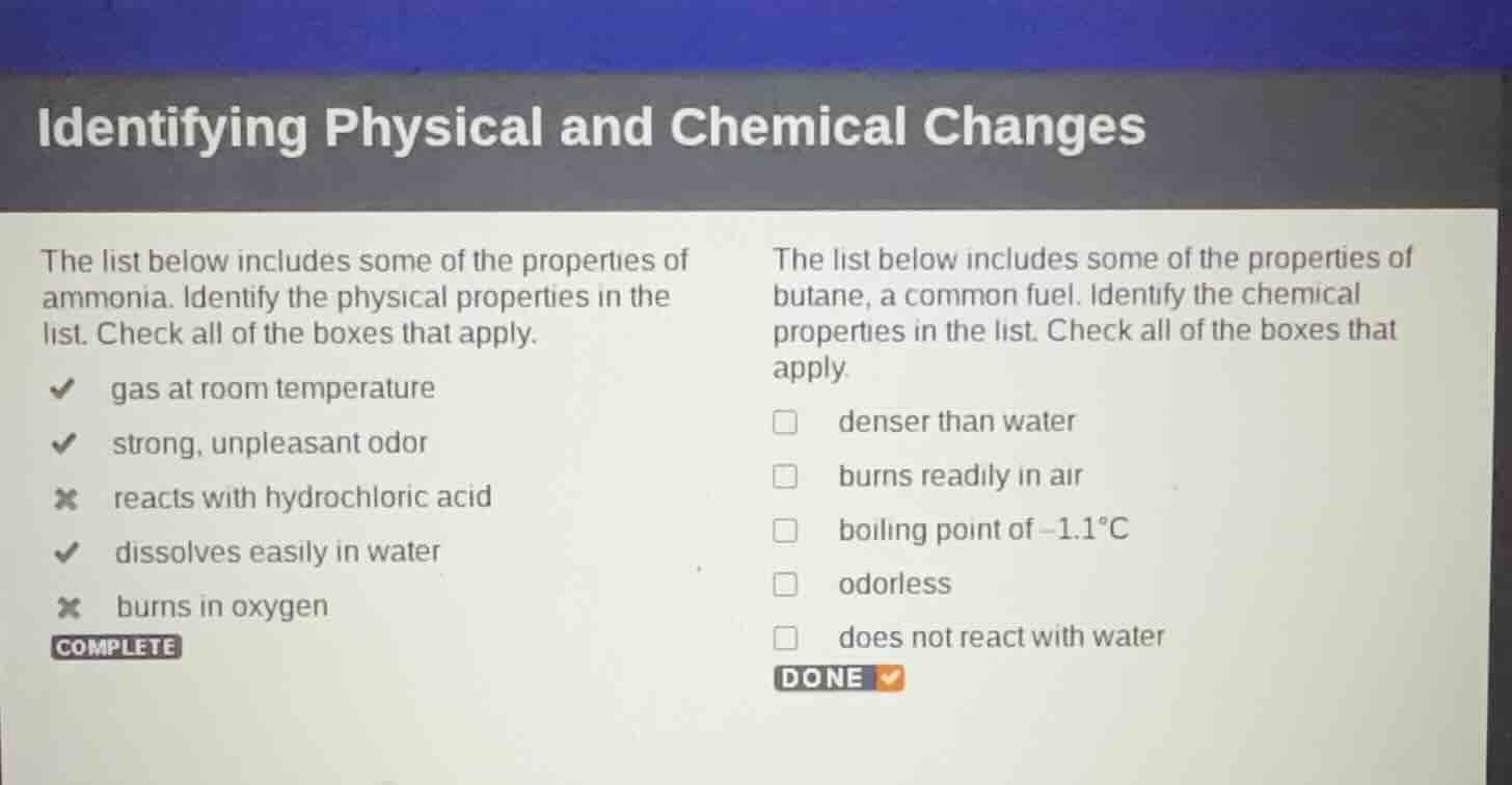 identifying physical and chemical changes the list below includes some …