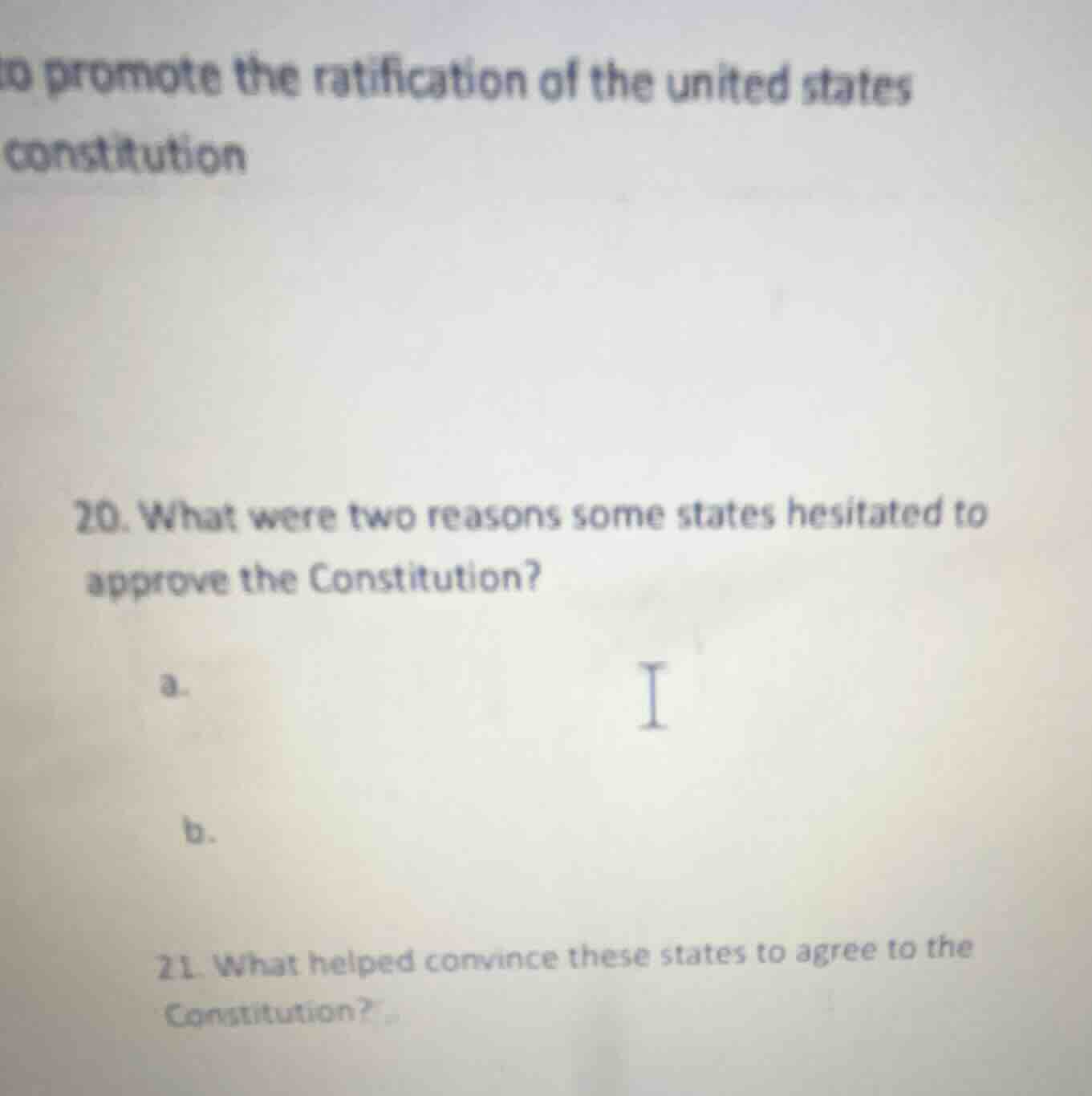 to promote the ratification of the united states constitution 20. what …