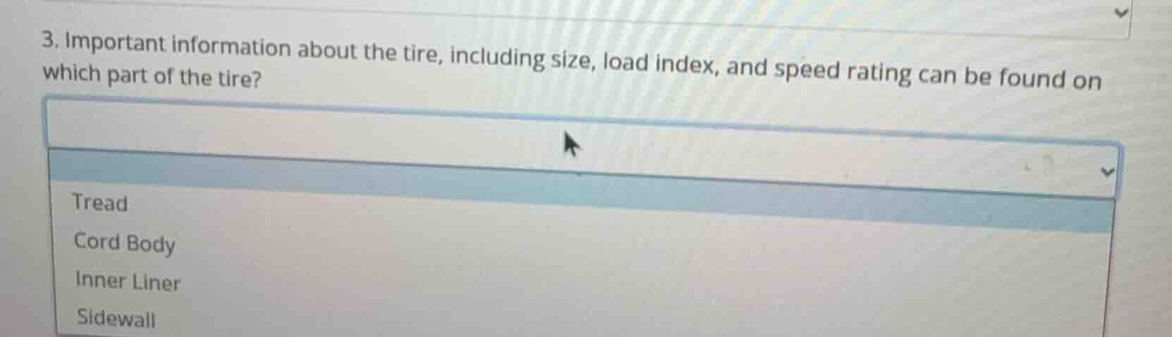 3. important information about the tire, including size, load index, an…