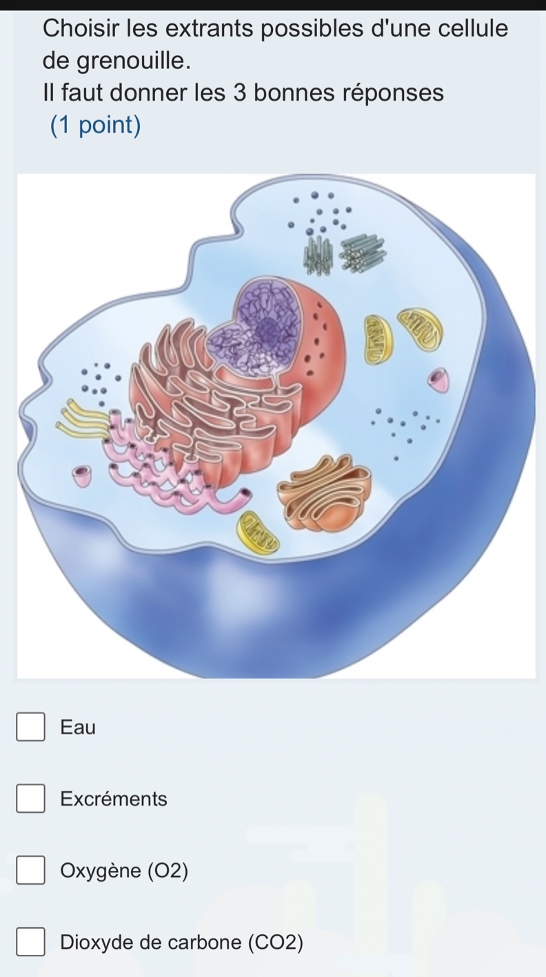 choisir les extrants possibles dune cellule de grenouille. il faut donn…
