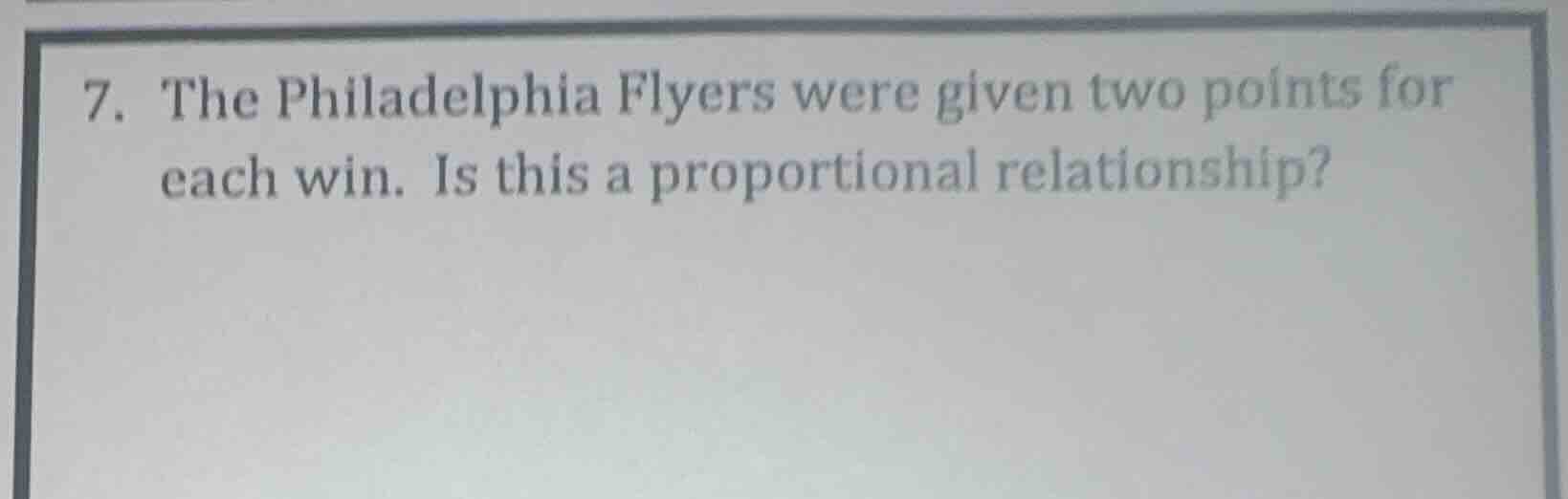 7. the philadelphia flyers were given two points for each win. is this …