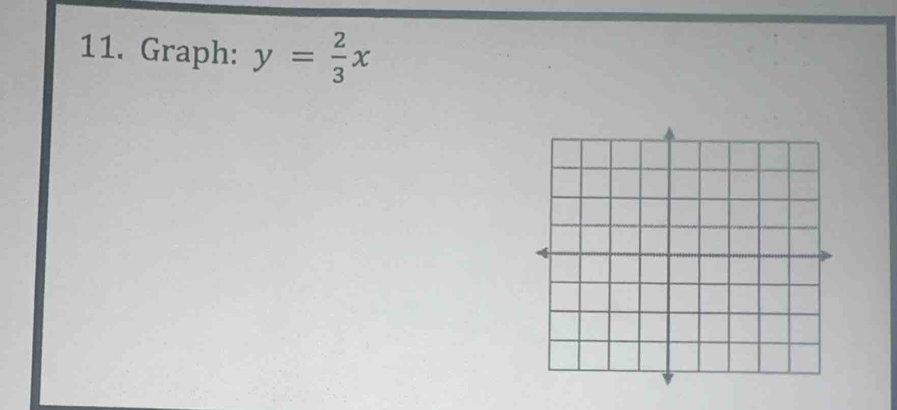 11. graph: $y = \\frac{2}{3}x$