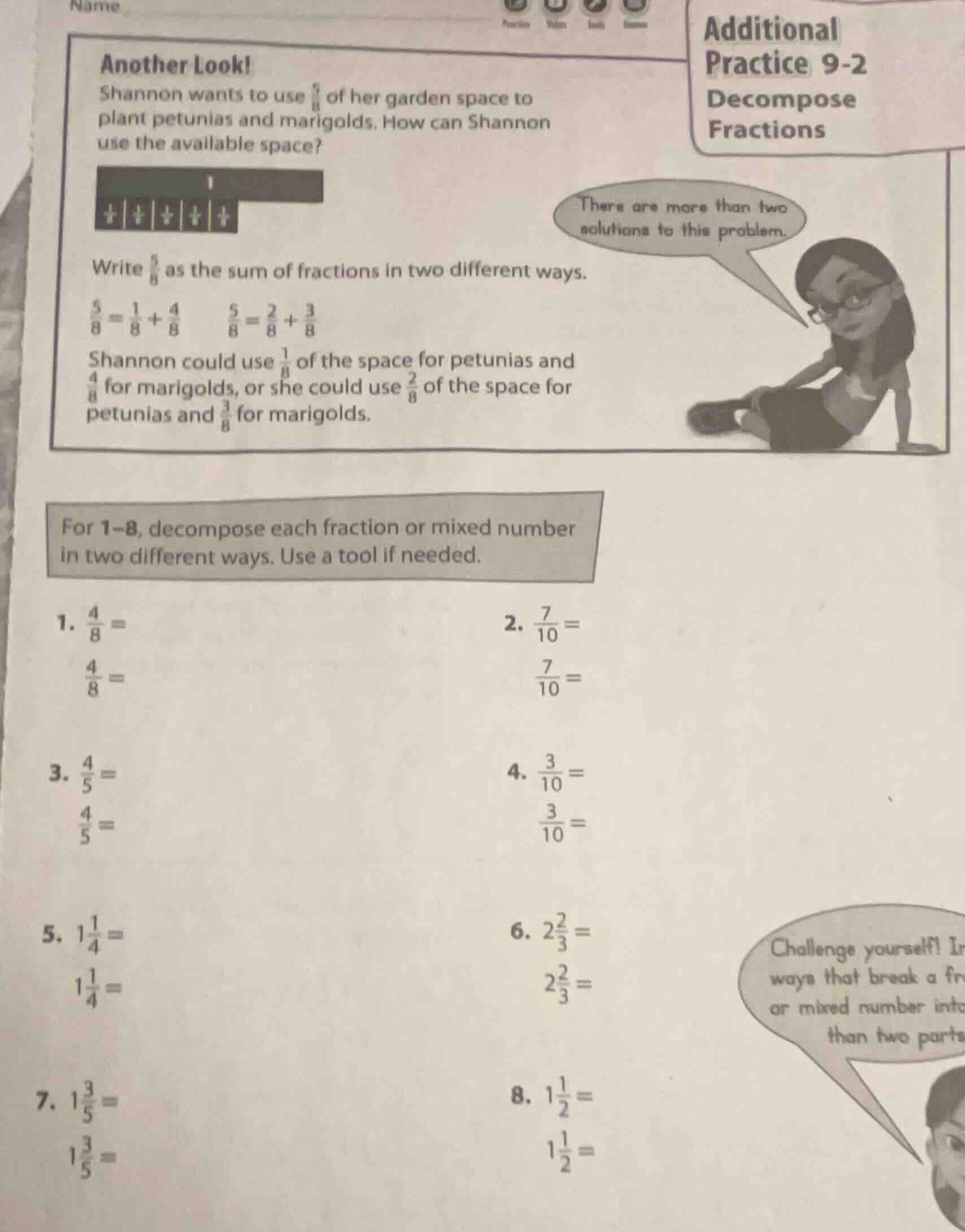 name another look! shannon wants to use \\(\\frac{5}{8}\\) of her garde…