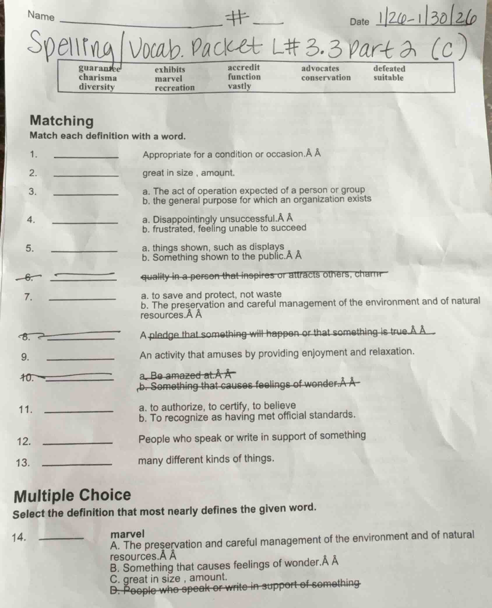 name ______ # ____ date 1/24 - 1/30/26 spelling/vocab. packet l# 3.3 pa…