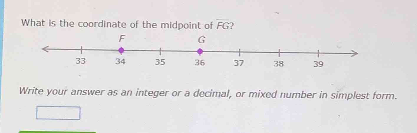 what is the coordinate of the midpoint of \\(\\overline{fg}\\)? write y…