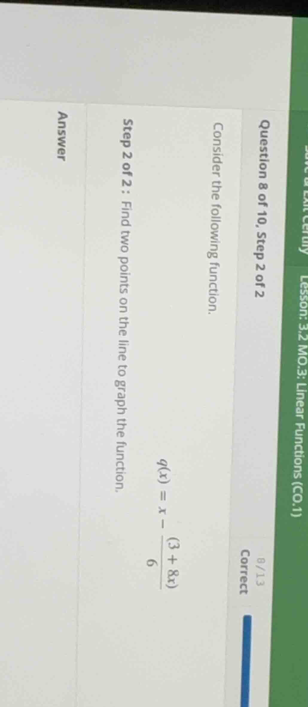 question 8 of 10, step 2 of 2 consider the following function. step 2 o…