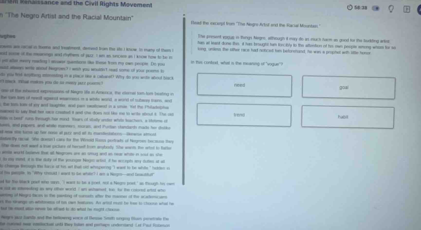 read the excerpt from \the negro artist and the racial mountain.\ the p…