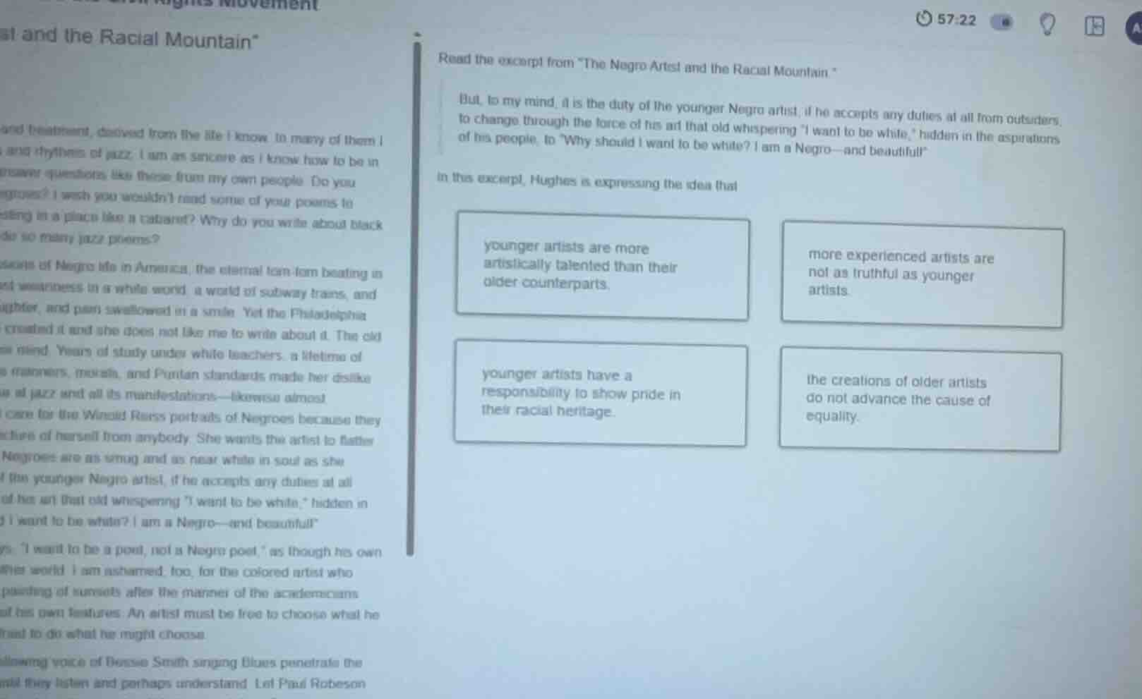 read the excerpt from \the negro artist and the racial mountain.\ but, …