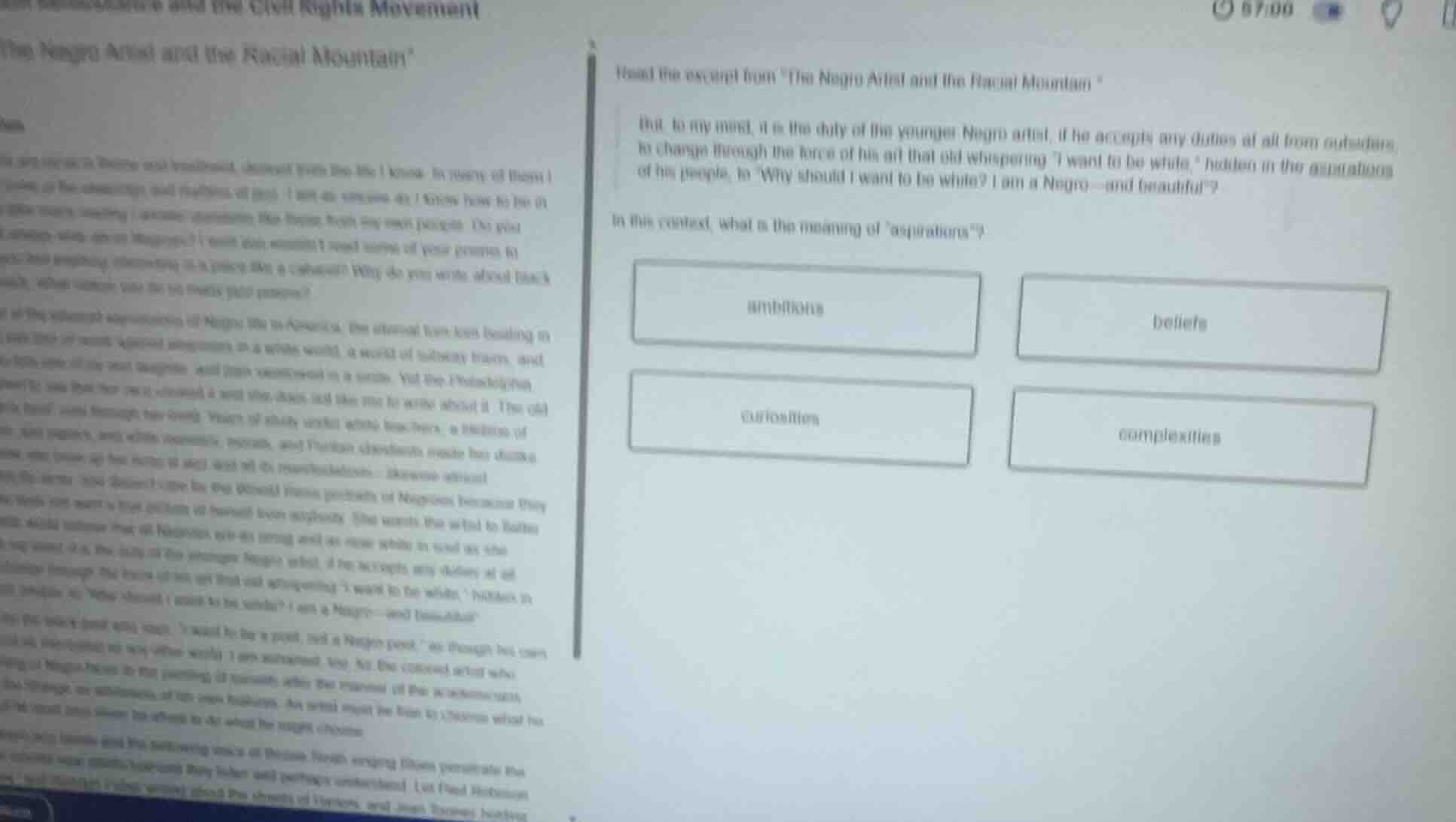 read the excerpt from \the negro artist and the racial mountain\ but to…