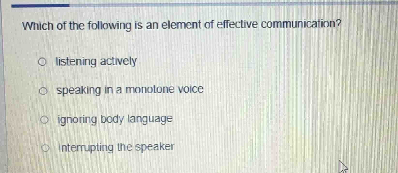 which of the following is an element of effective communication? - list…