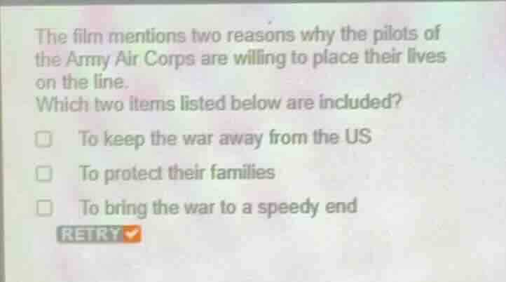 the film mentions two reasons why the pilots of the army air corps are …