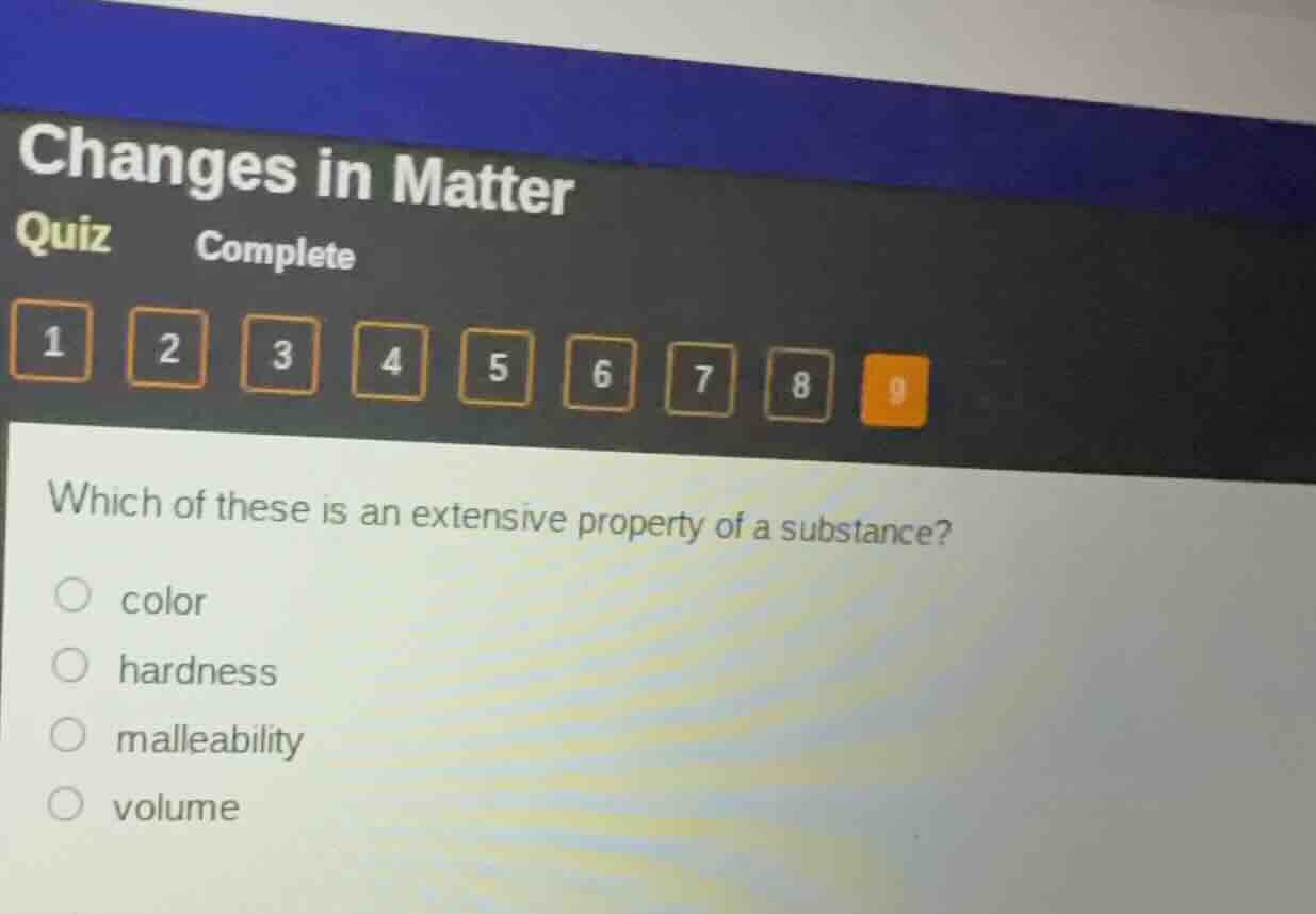 changes in matter quiz complete 1 2 3 4 5 6 7 8 9 which of these is an …