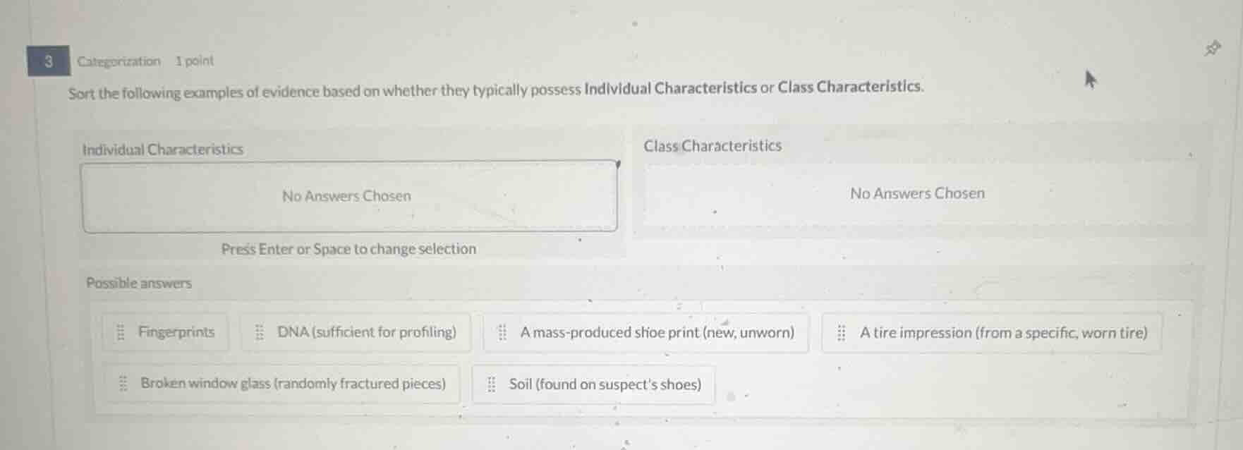 3 categorization 1 point sort the following examples of evidence based …