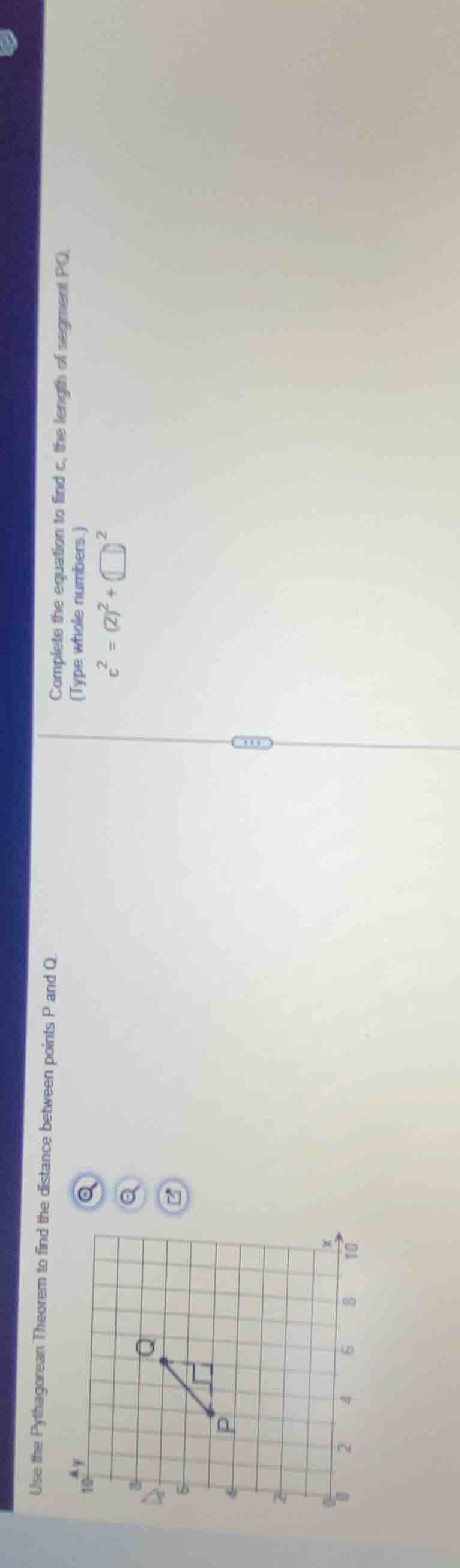 use the pythagorean theorem to find the distance between points p and q…