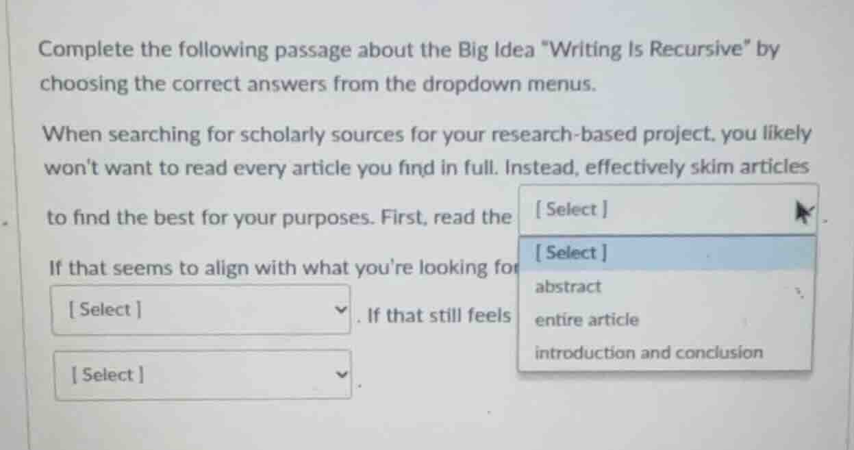 complete the following passage about the big idea \writing is recursive…