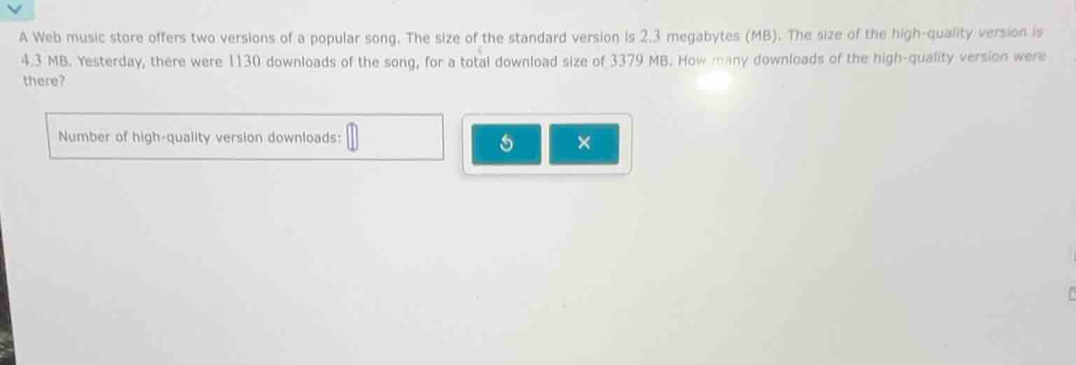 a web music store offers two versions of a popular song. the size of th…